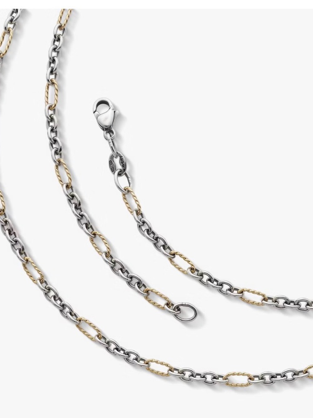 James Avery Medium Cable Figaro In Sterling Silver And 14k Yellow Gold Size 18” - Picture 4 of 5